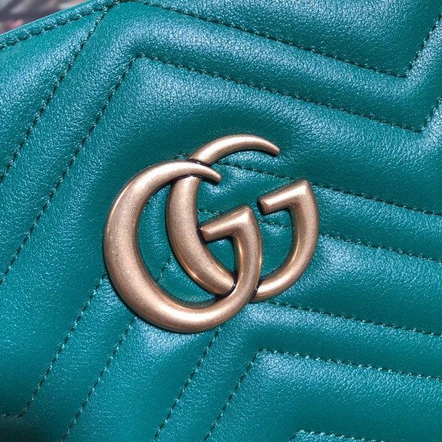 Gucci經典款女包 524578 古馳GG Marmont系列 雙G 絎縫 綠色 Gucci中號購物袋  gqy2529